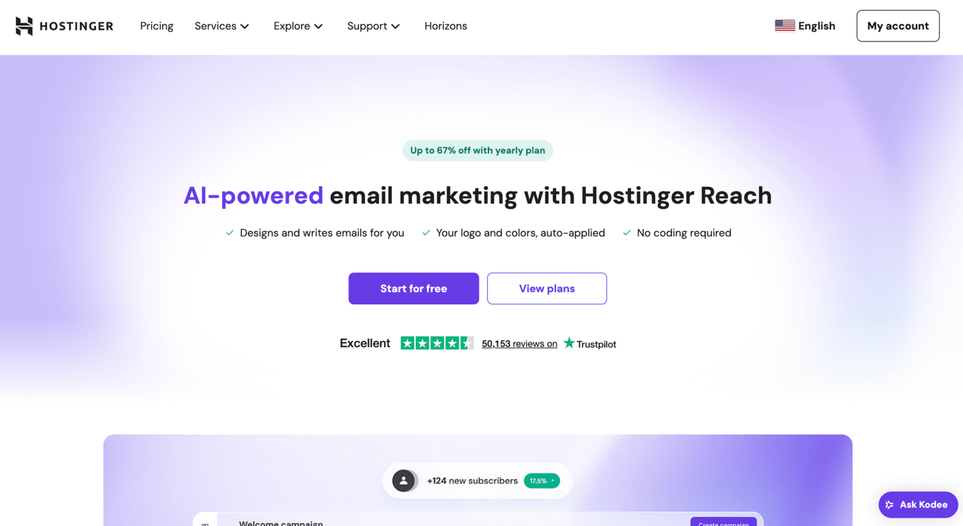 hostinger reach homepage