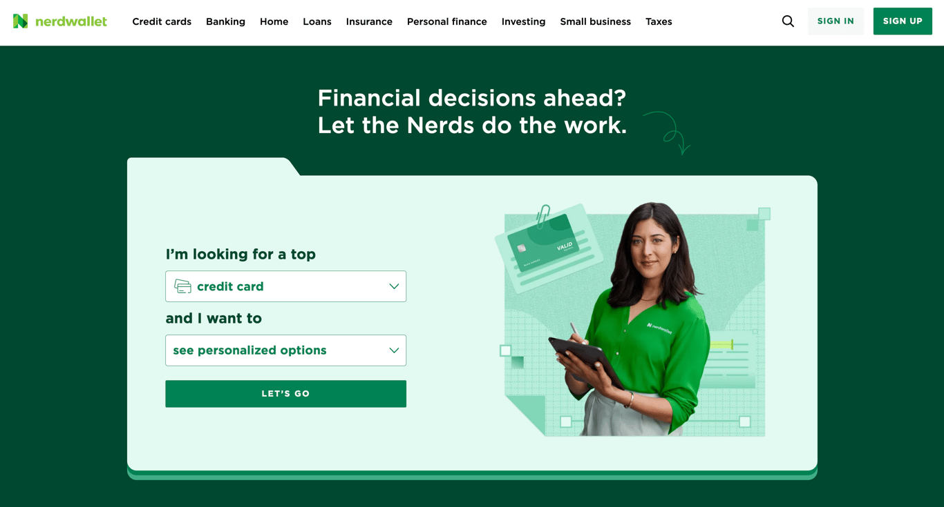 NerdWallet's homepage