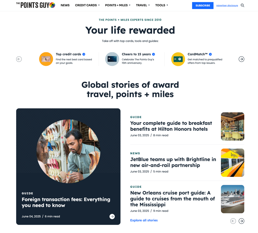 The Points Guy's homepage