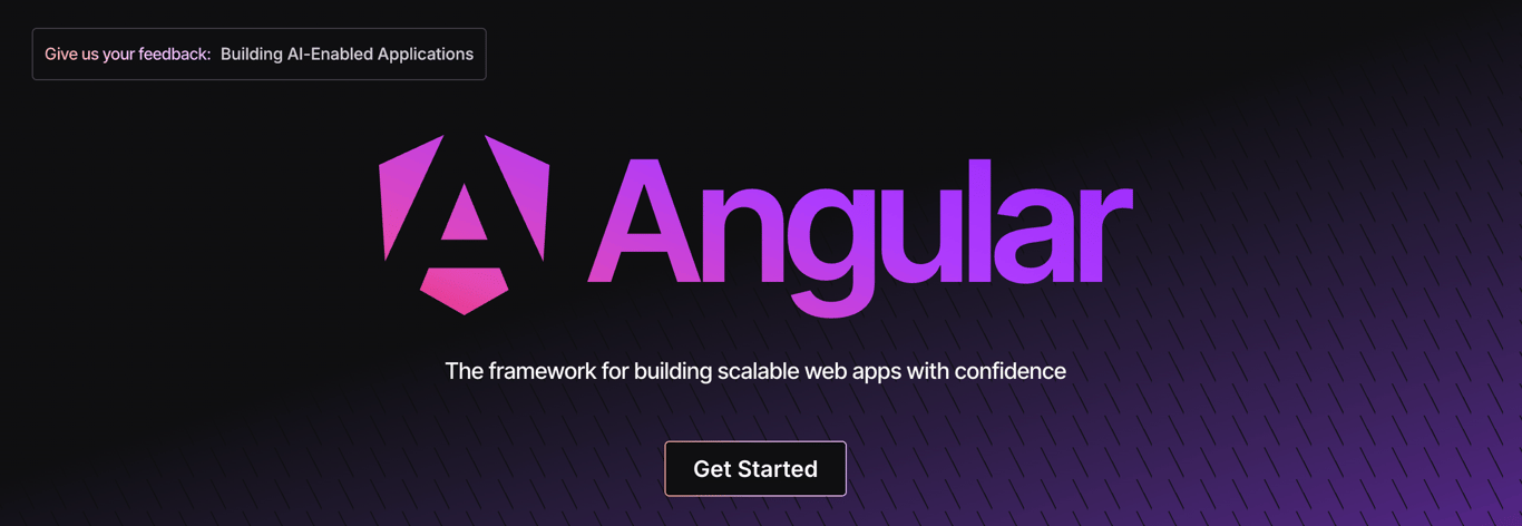 Angular website landing page