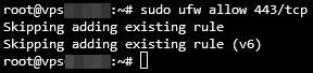 Enabling port 443 on Ubuntu's UFW using Terminal.