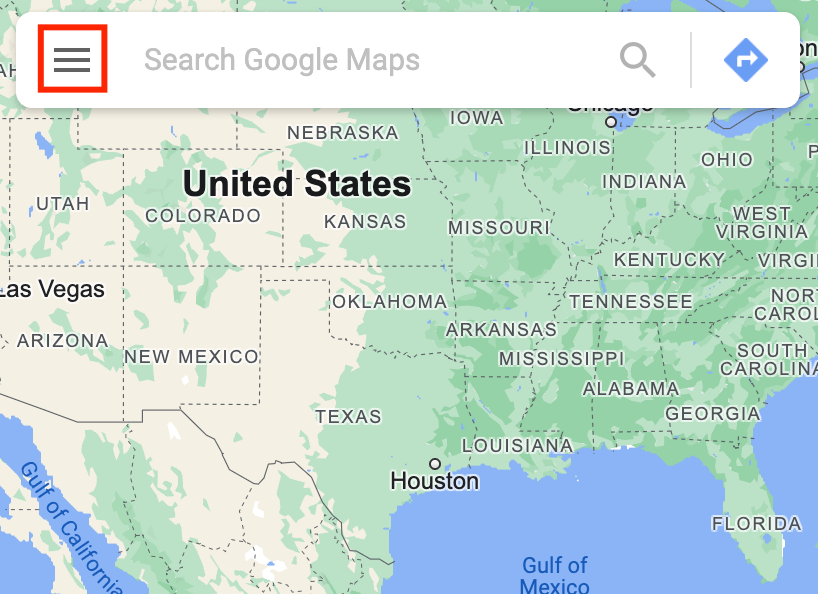 Hamburger menu on Google Maps