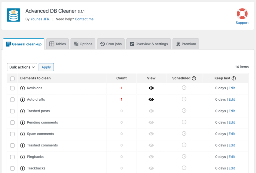 Optimizing WordPress database with Advanced Database Cleaner