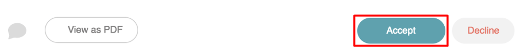 The "Accept" button on Bidsketch proposal software
