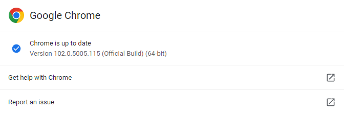 The Google Chrome version.