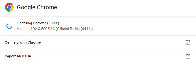Updating the Google Chrome version