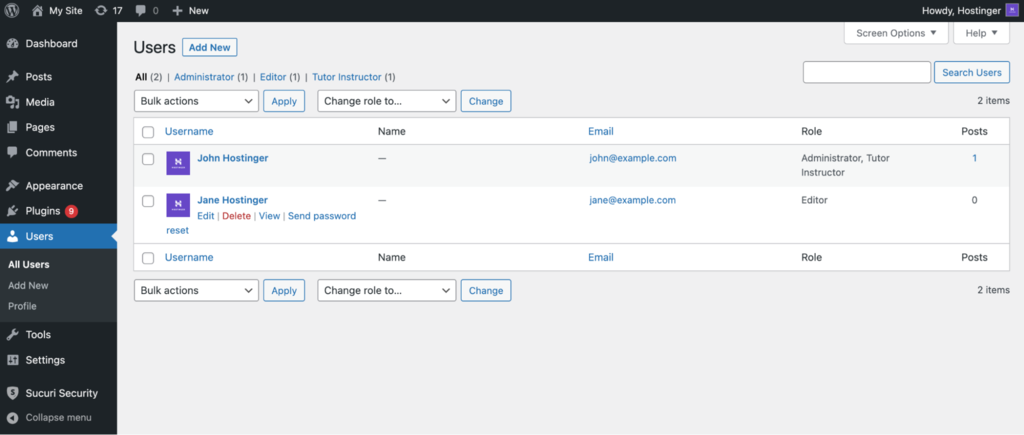 Editing All Users in the WordPress dashboard
