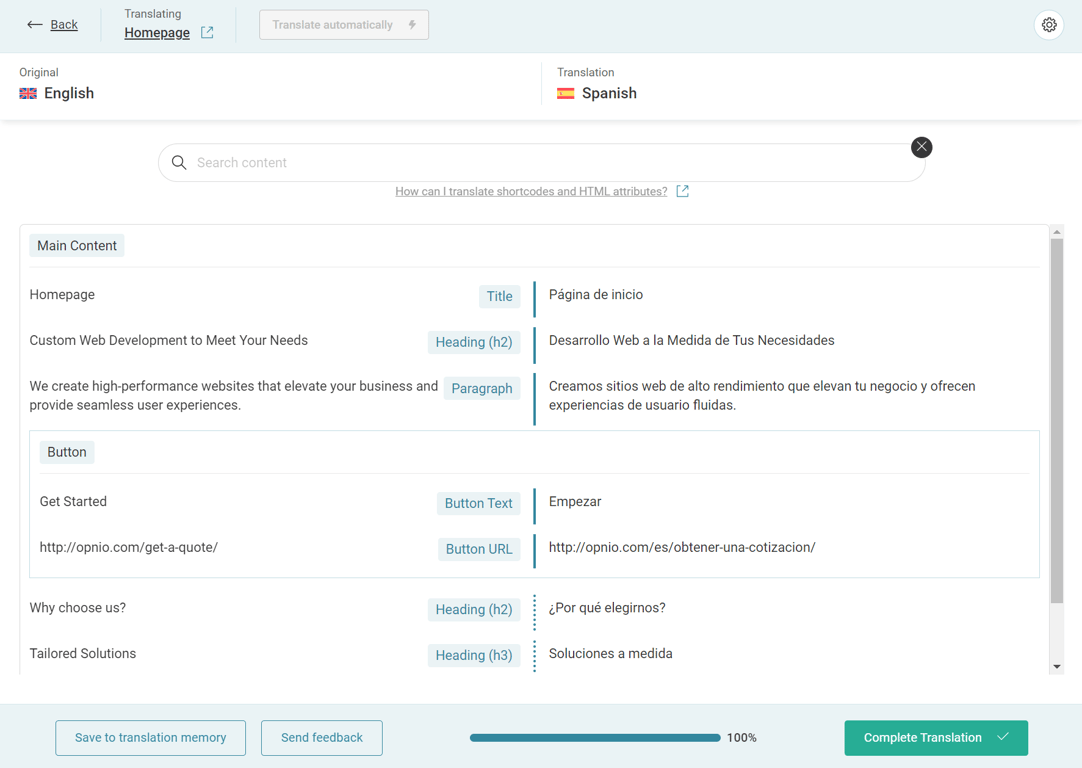 WPML's advanced translation editor panel