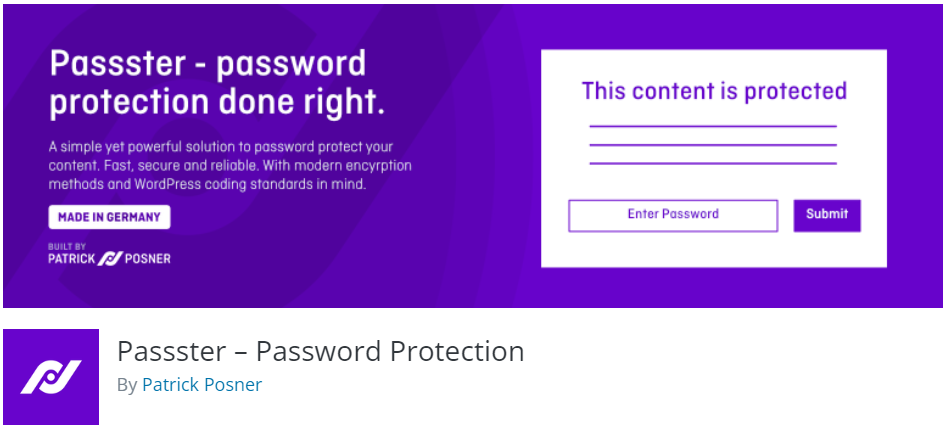 Passster plugin banner