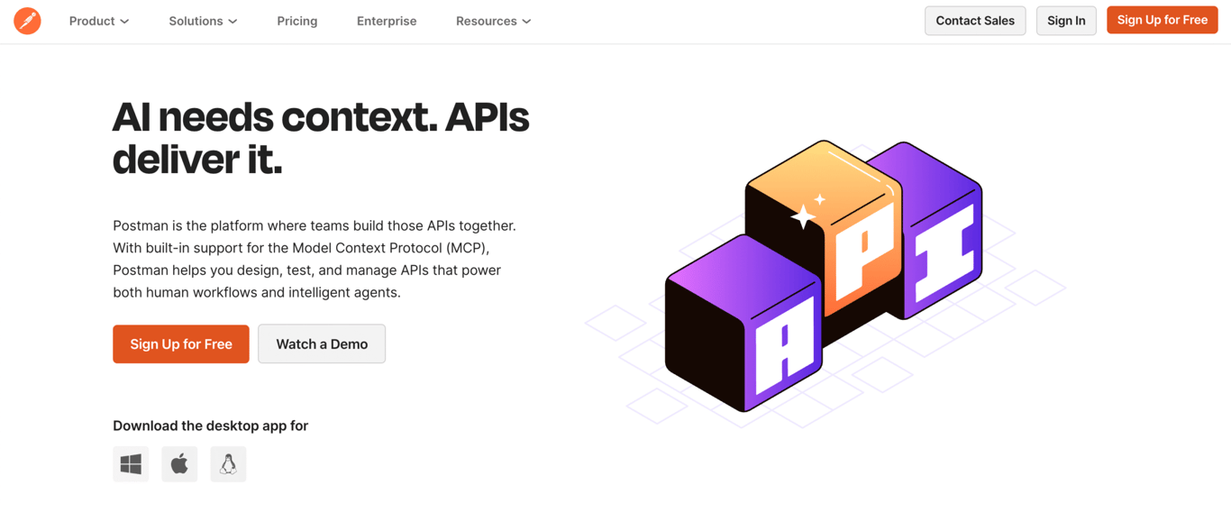 Postman website home page