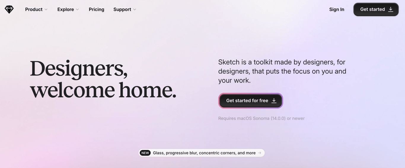 Sketch website home page
