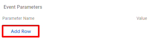 Add a new row on Event Parameters column.