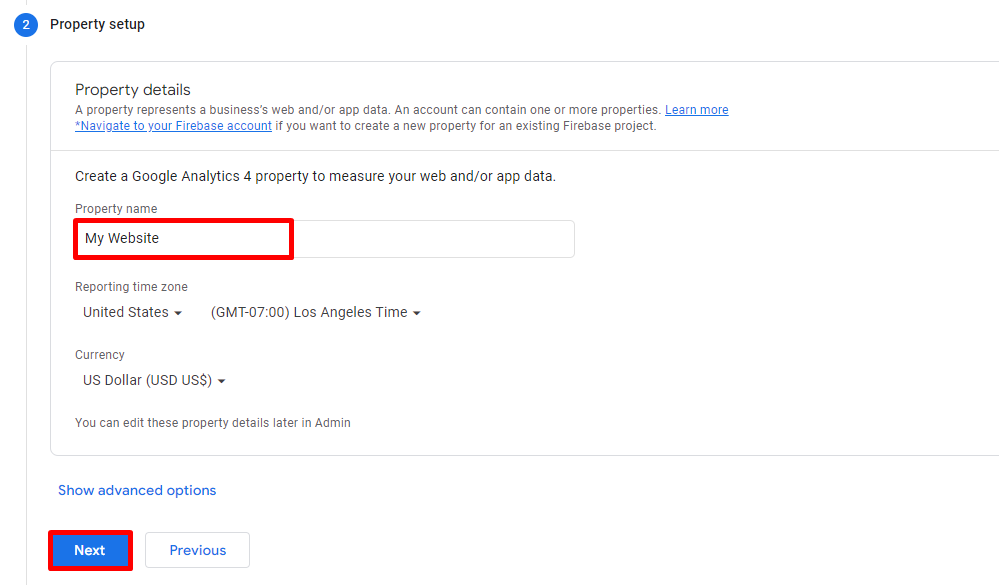 Add details for your property, used for data measurement on your platforms.
