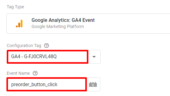 Create a new tag and use your own event name.