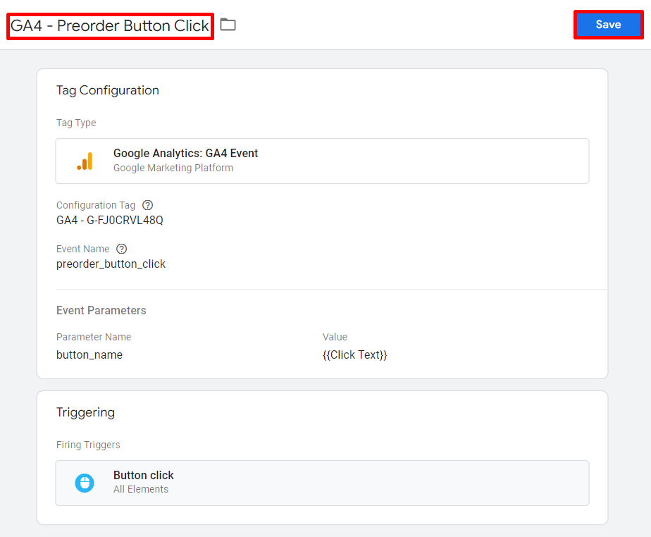 Save your GA4 custom event setting.