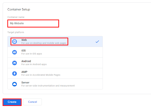 Select the suitable platform from the list for your container.