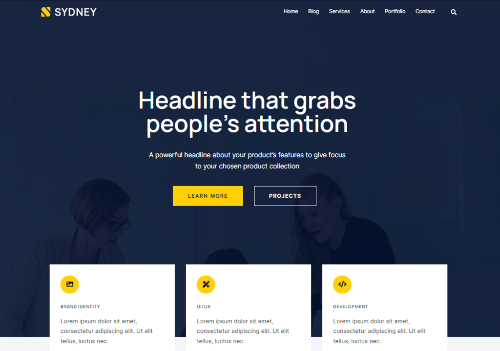 Sydney è un tema aziendale gratuito altamente personalizzabile