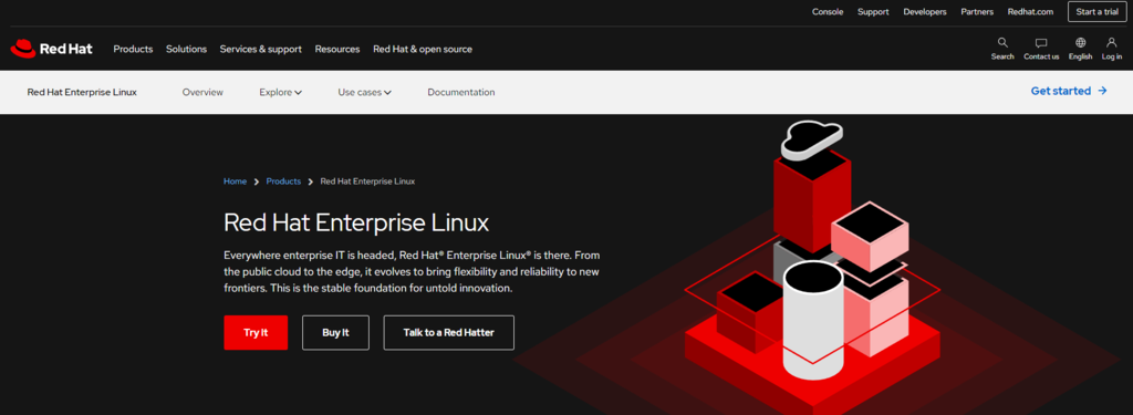 The RHEL homepage