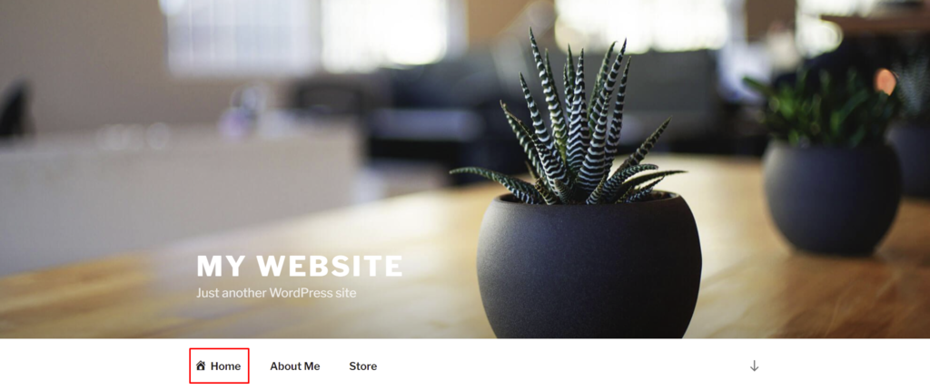 The appearance of a Home menu with a Dashicons icon