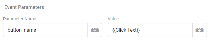 The completed event parameter setup.