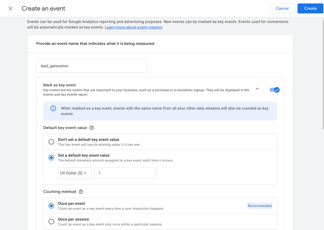 Create an event page in Google Analytics 4