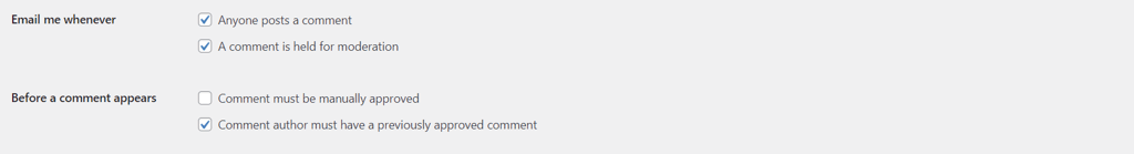Enabling the Comment author must have a previously approved comment option on WordPress.