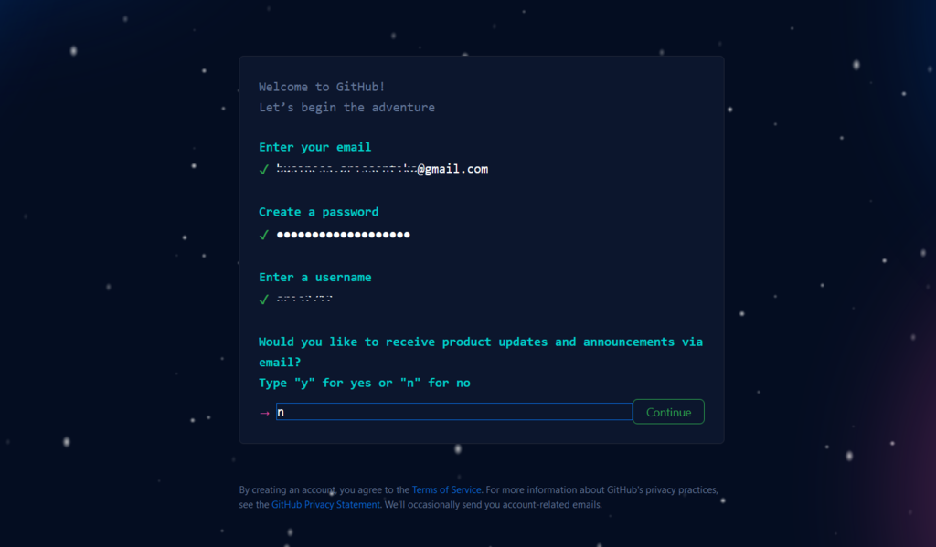 GitHub's account registration page