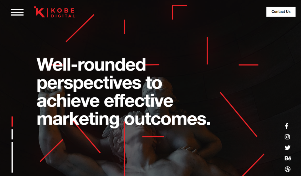 Kobe Digital, a full service digital and marketing agency, homepage