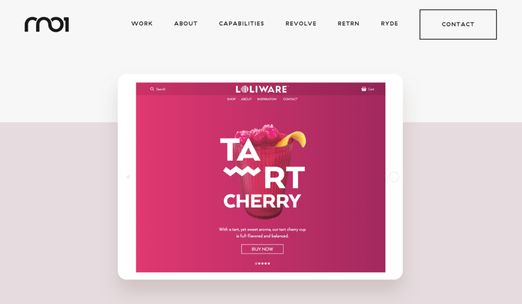 Loliware's homepage displayed on the RNO1's portfolio page