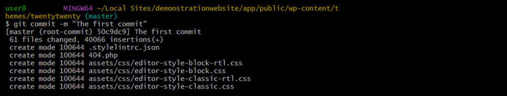 Using the git commit command to save the changes to the repository
