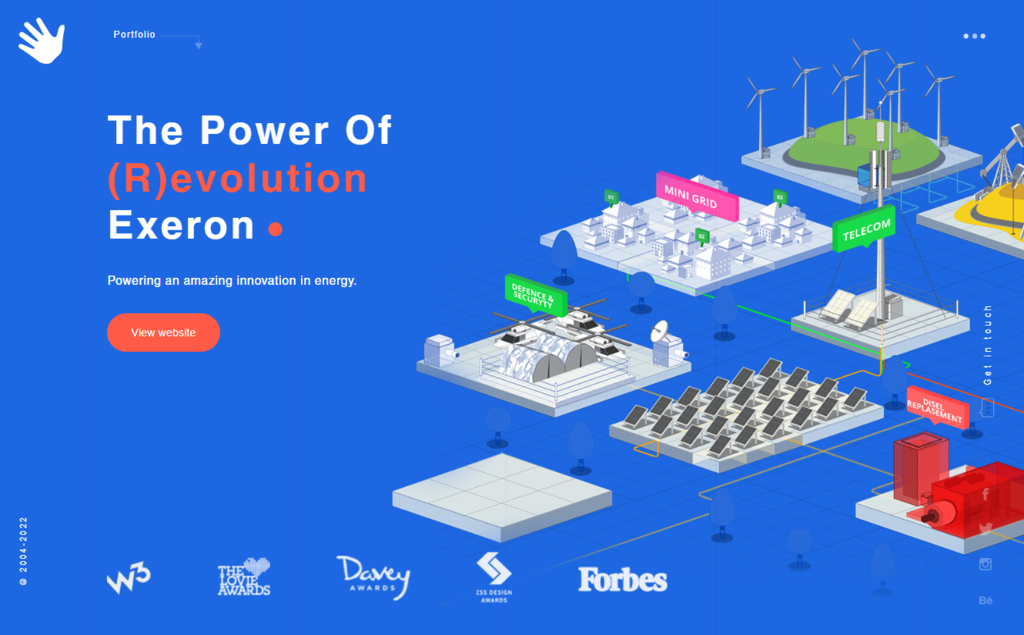 A closer look at Exeron's homepage on eDesign Interactive's portfolio page