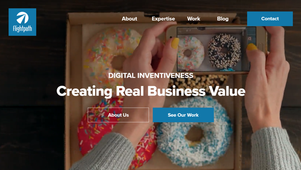 The homepage of FlightPath, a New York-based marketing agency