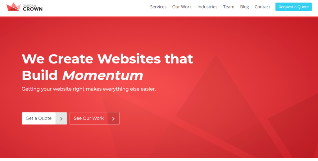 The homepage of Jordan Crown, a web design company for civil engineering service providers