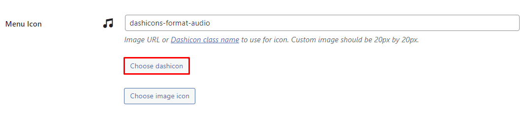 Accessing the Dashicons library from the CPT UI plugin