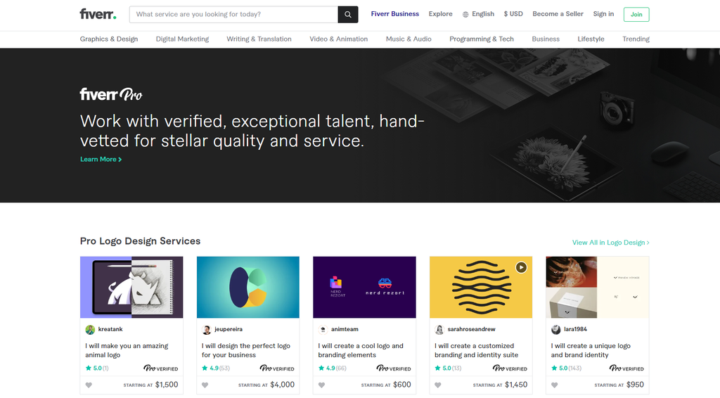 Fiverr Pro page