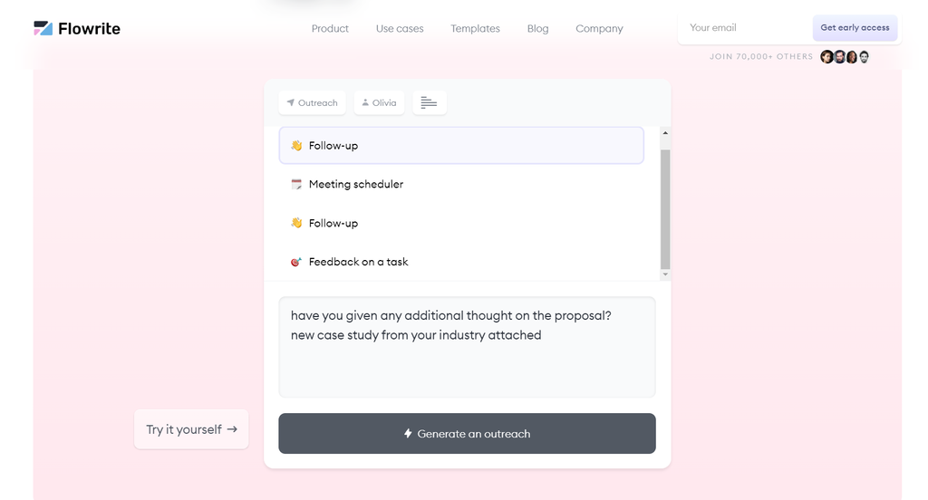 Flowrite's follow-up message generator