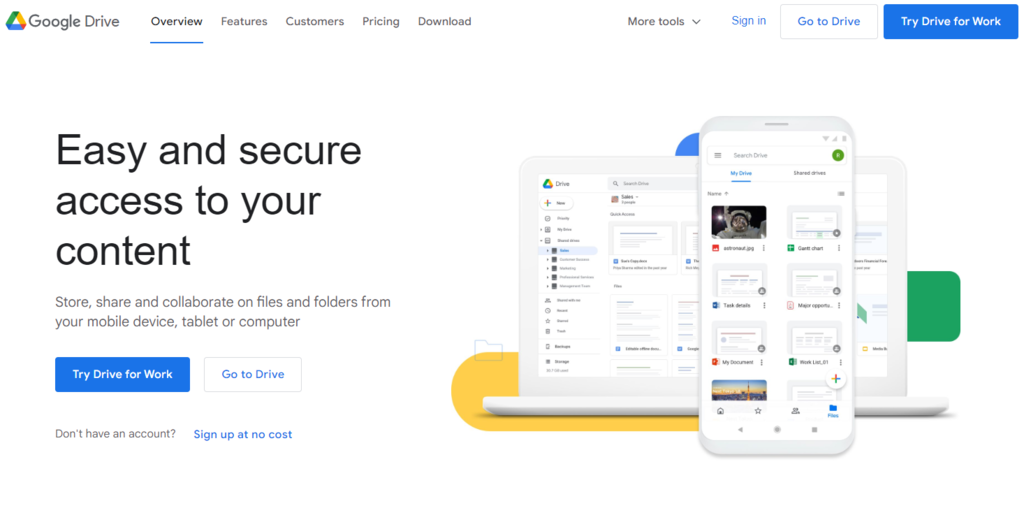 Google Drive official site