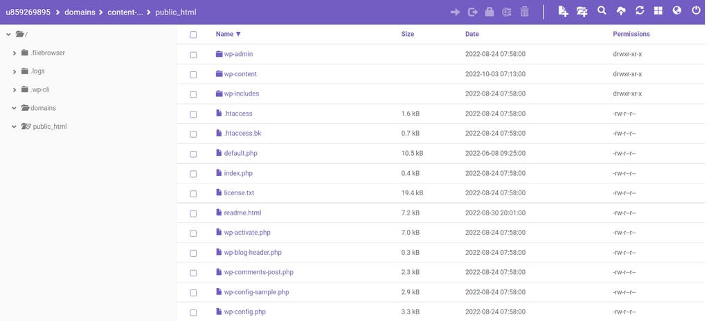 Hostinger File Manager interface