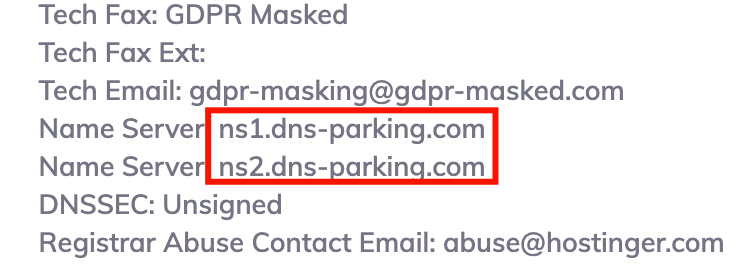 Hostinger WHOIS tool window
