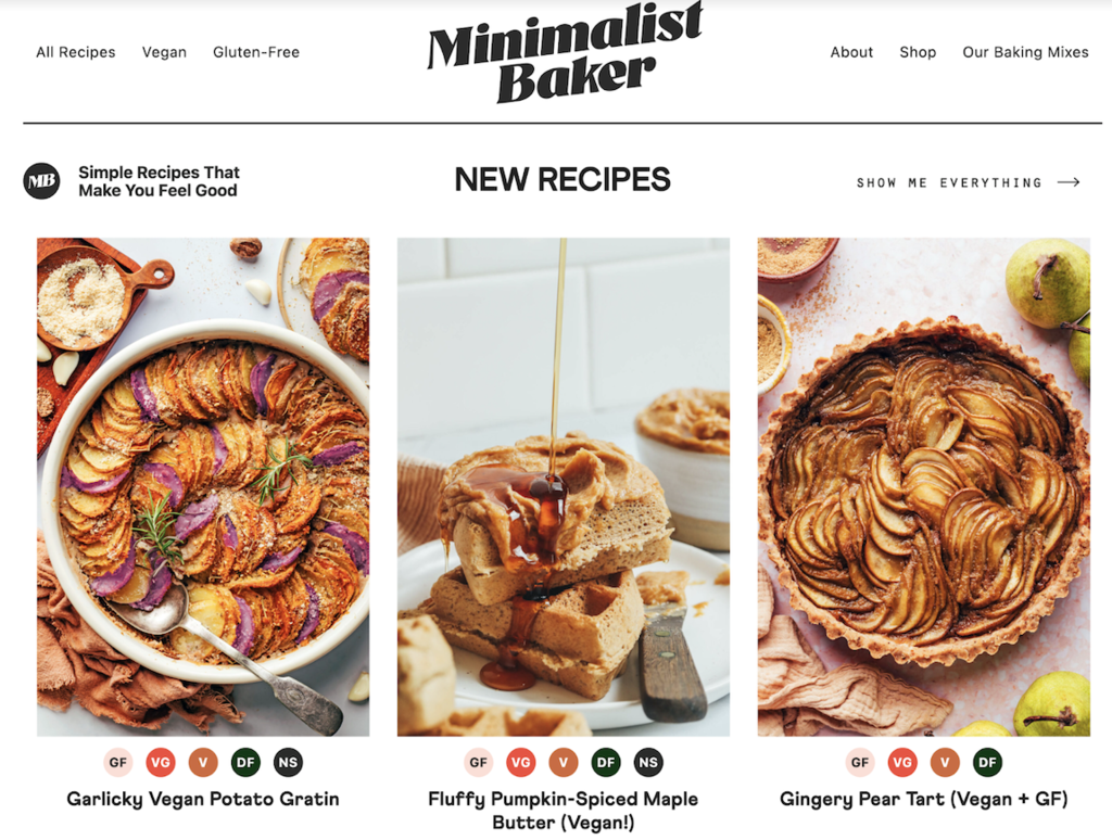 Food blog example