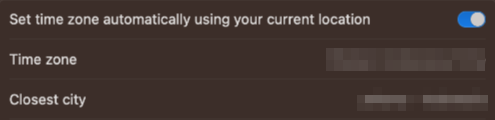 The Set time zone automatically option on macOS
