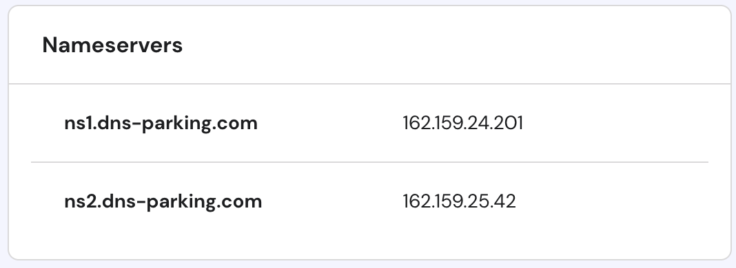 The details section on hPanel displaying the nameservers
