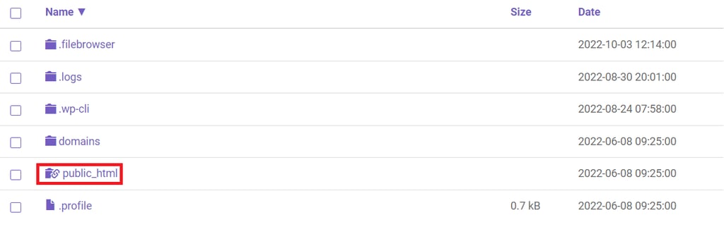 The public_html folder on Hostinger File Manager