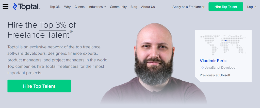 Toptal website landing page