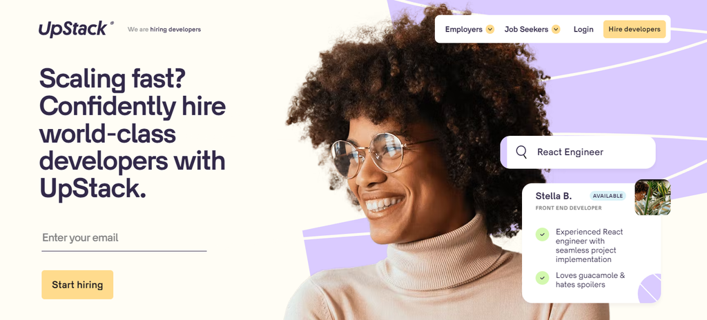 UpStack website landing page