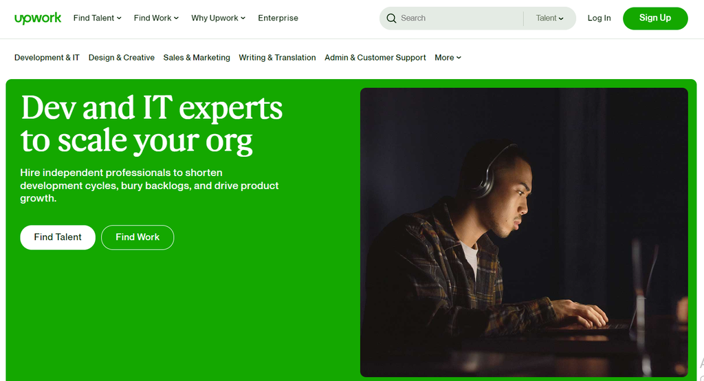 Upwork development and IT service page