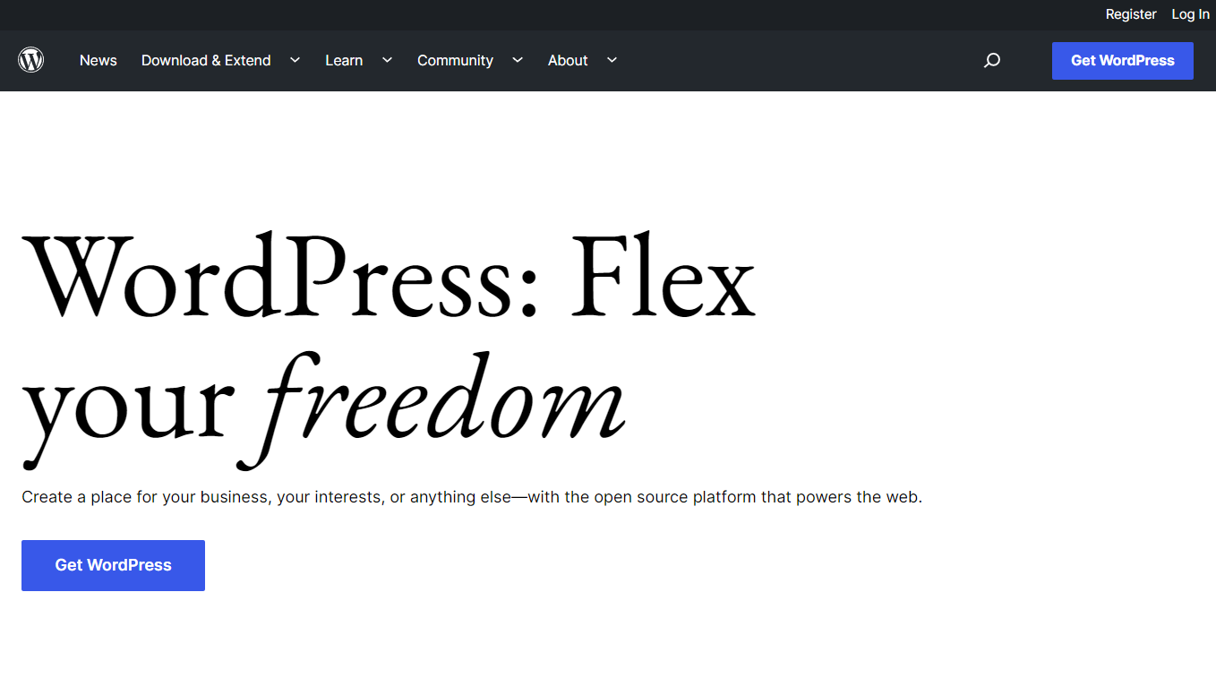 WordPress.org homepage