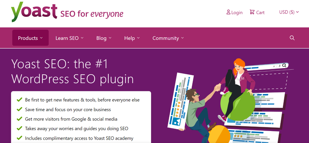 Yoast SEO website landing page