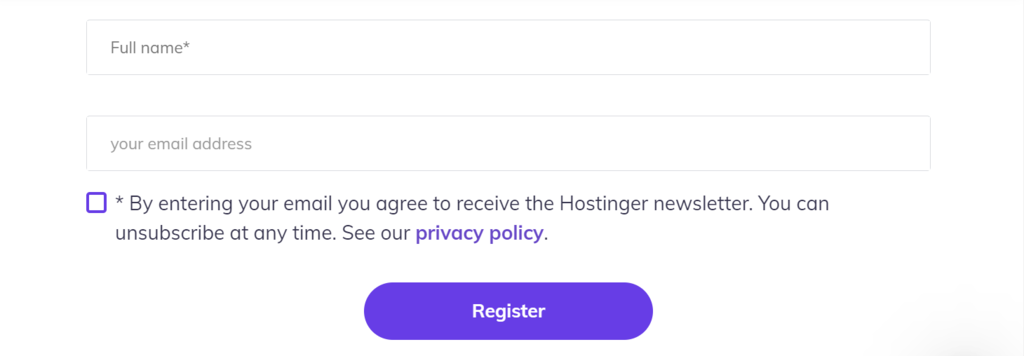 An email sign-up form example