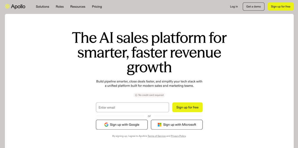 Apollo.io landing page